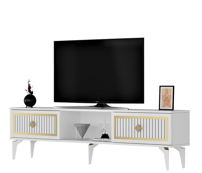 Hanah Home Soporte para TV Blanco y Dorado